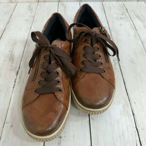 Remonte Women's Soft Leather Brown Comfort Zip Lace Sneakers Size 8